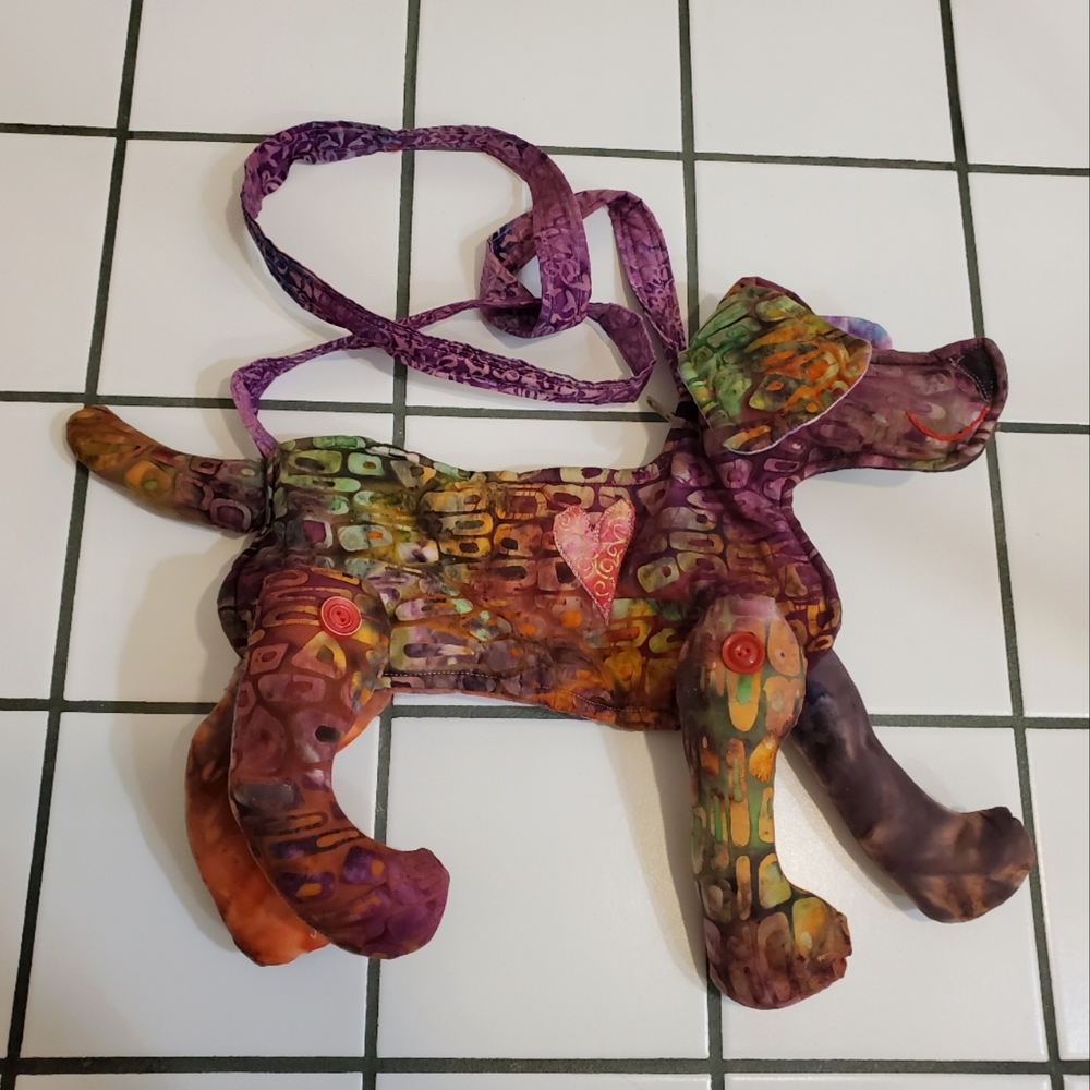 Cute patchwork daschund purse